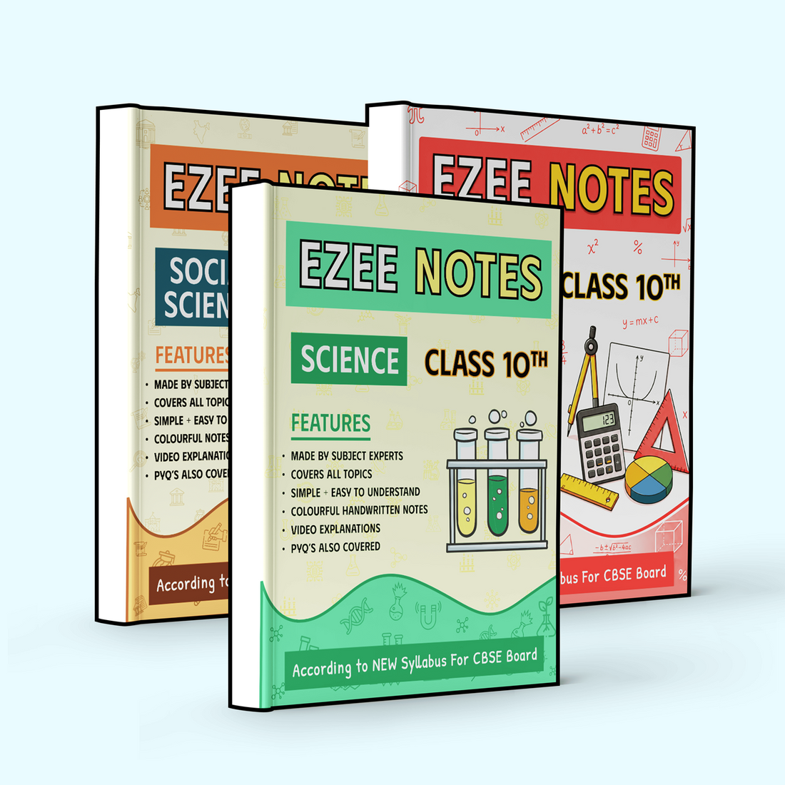 Science , Maths and Social Science Ezee Notes - Class 10 CBSE