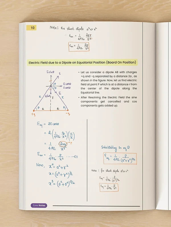 A handwritten physics derivation page